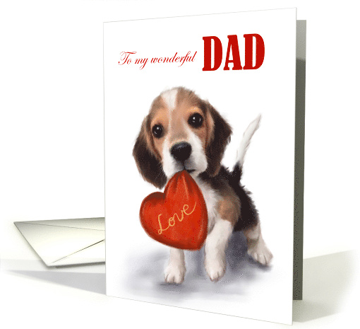 Valentine's Day to Dad Cute Dog with Red Heart card (1663282)