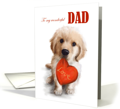 Valentine's Day to Dad Cute Dog with Red Heart card (1663290)