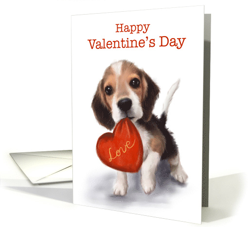 Valentine's Day Cute Dog with Heat Shaped Cushion card (1664762)