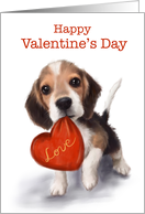 Valentine’s Day Cute Dog with Heat Shaped Cushion card