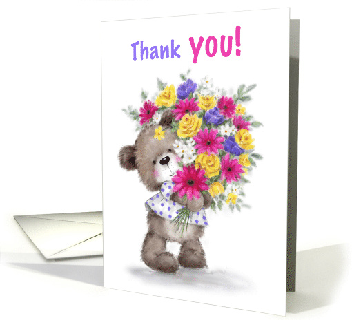 Thank You Cute Bear with Bunch of Flowers card (1674410)