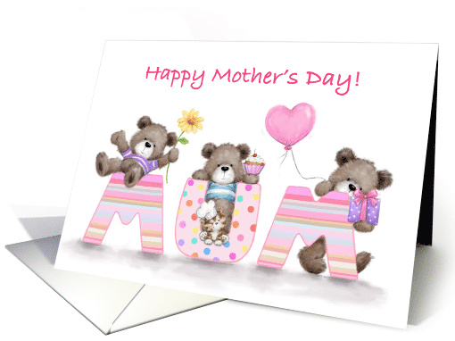 Mother's Day Cute Bears with Letter MUM card (1674812)