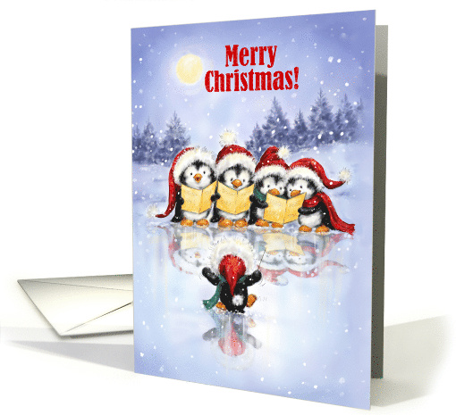 Merry Christmas Penguins Singing Chorus card (1695220)