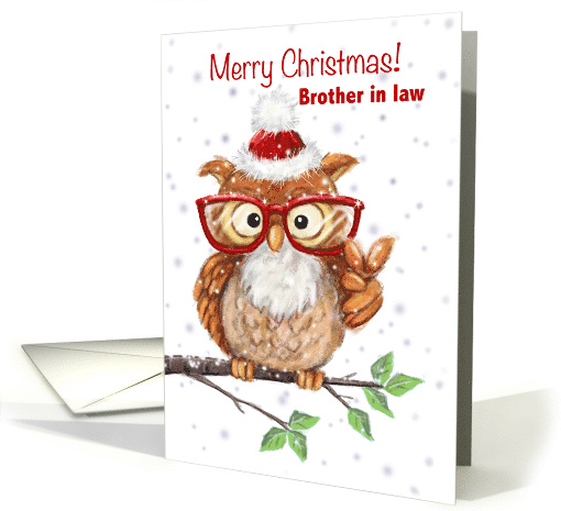 Brother in Law Merry Christmas Cool Owl with Eyeglasses... (1695286)