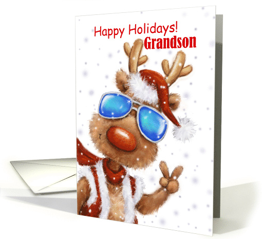 Happy Holidays Grandson Cool funny Reindeer with... (1695370)
