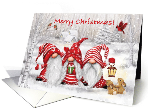 Merry Christmas Gnomes and Friends in Snowy Woodland card (1696644)