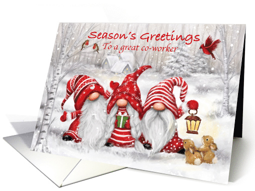 Season's Greetings Co Worker Gnomes in Snowy Woodland card (1696684)