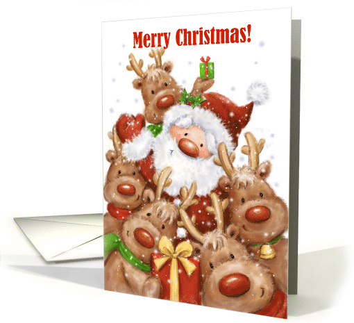 Merry Christmas Santa with Reindeer Friends card (1706366)