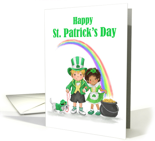 Happy St. Patrick's Day Children in Green Costume card (1725286)
