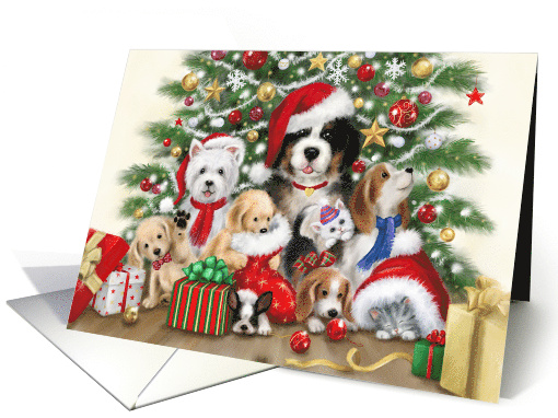 Merry Christmas from Dogs and Cats card (1738742)