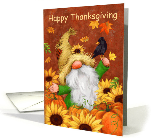 Thanksgiving Gnome and pumpkins and Sunflowers card (1740078)