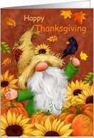 Thanksgiving for Friend and family Gnome with Crow card