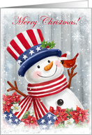 Patriotic Christmas with Snowman card