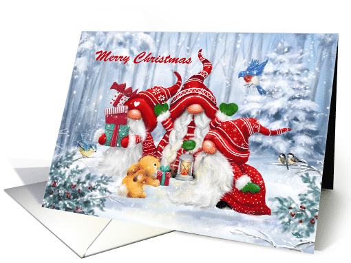 Merry Christmas Gnomes with Friends in Wood card (1750422)