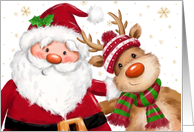 Merry Christmas for Friend Santa and Reindeer card