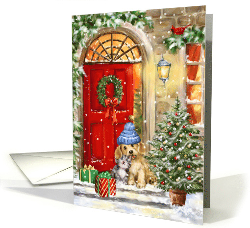 Happy Holidays Cat and Dog at Red Door card (1752390)