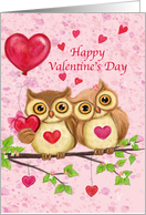 Happy Valentine’s Day Owl couple on Branch card