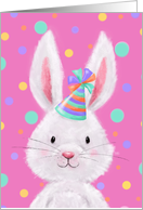 Happy Birthday Kids Cute Rabbit with Party Hat card