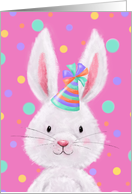 Easter Invitation Cute Rabbit with Party Hat card