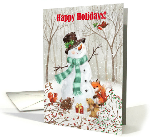 Happy Holidays Snowman with Forest Friends card (1779892)