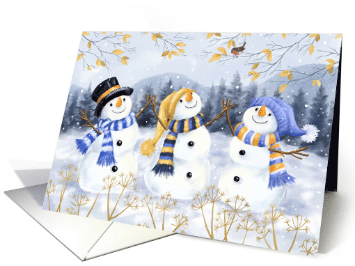 Merry Christmas Three Snowmen in Forest card (1779924)