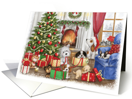 From All of Us Christmas Puppies playing in room card (1793462)