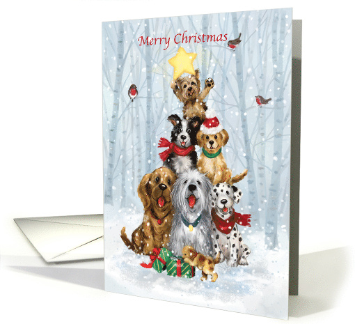For Our Wonderful Boss Christmas Dogs Forming Tree with Star card