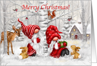 Gnomes and Friends in Wood Merry Christmas to my Wife card