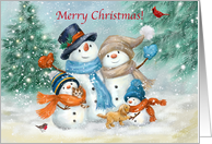 Christmas Snowman Family to All of You card