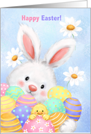 Cute Rabbit with Colorful Eggs Happy Easter card