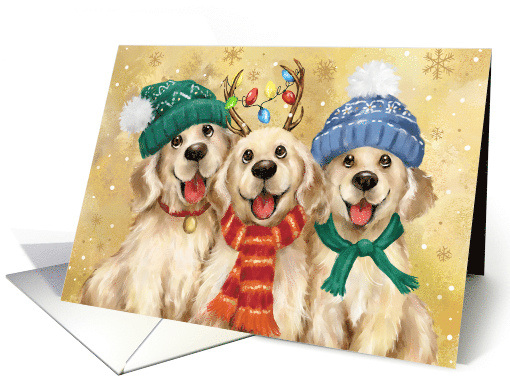 Puppies with Hat and Scarf Happy Holidays card (1935264)
