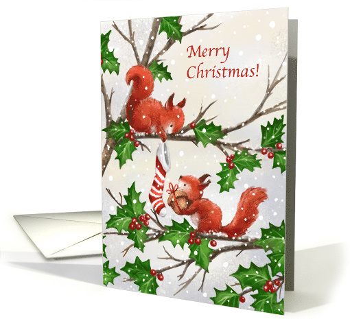 Squirrels Gift Merry Christmas card (1948436)