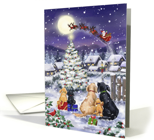 Dog Family watching Flying Santa card (1949706)