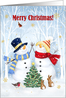 Snowman Couple High Five Merry Christmas for Both of You