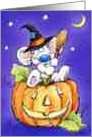 halloween mouse sitting on pumpkin card