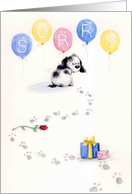dog with sorry balloons card