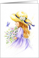 girl with flowers card