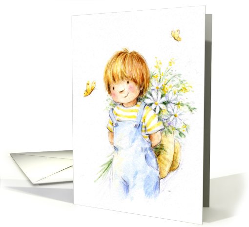 boy with flowers card (568198)