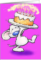 cute mouse with a big cake card