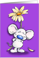 cute mouse with a big flower card