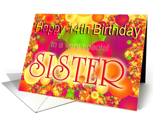 Happy 14th Birthday Sister card (227185)
