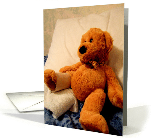 Broken Leg Teddy Bear card (131111)