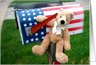 Patriotic Letter box teddy bear card