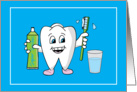 Dentist Specific Birthday Card, Happy Tooth with Toothbrush & Toothpaste card
