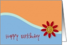 Happy Birthday Blue Rust Button Flower card