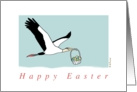 Wood Stork Easter with Egg Basket card