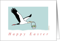 Wood Stork Easter with Egg Basket card