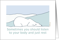Tired Polar Bear Get Well Card