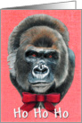 Gorilla Painting Ho Ho Ho Christmas Card