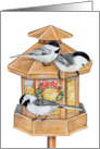 Chickadees Birdfeeder Christmas Wreath card